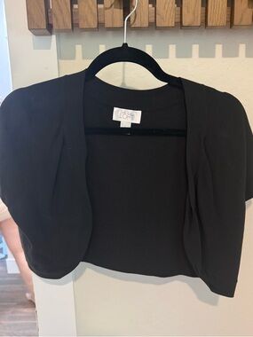 LOFT Black Short Sleeve Open-Front Bolero